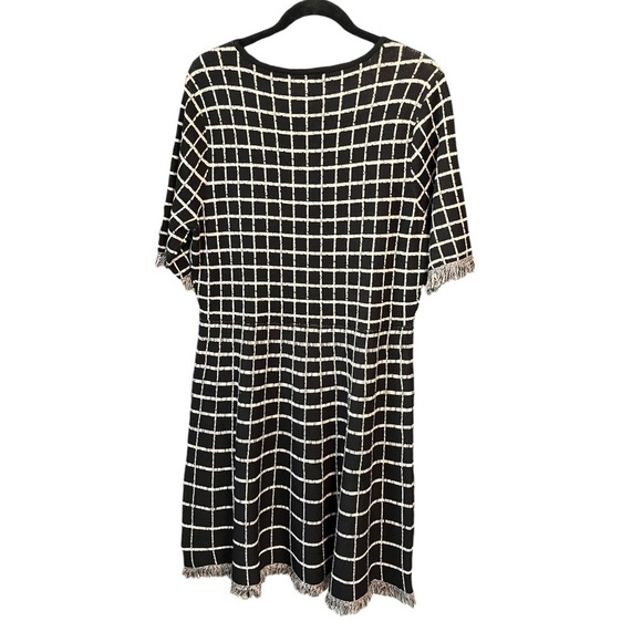 NWT Nina Leonard Women’s Plaid Knit Sweater Dress With Fringe Sz XL - Picture 3 of 5
